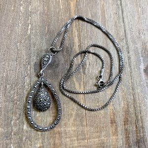 Antique Glass Crystal Droplet Pendant Necklace